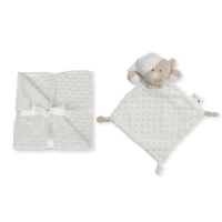 Set deken + tuttel/spenen doek doudou beer in de kleur cremé